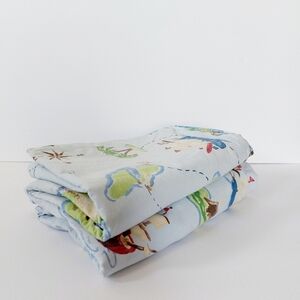 Set of 2 Flat Sheets Twin Size Pirate Ship Treasure Map Pottery Barn Kids